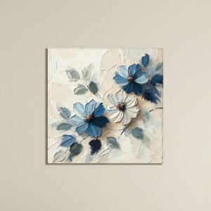 Floral Serenity – Modern Abstract Blue Flower Canvas